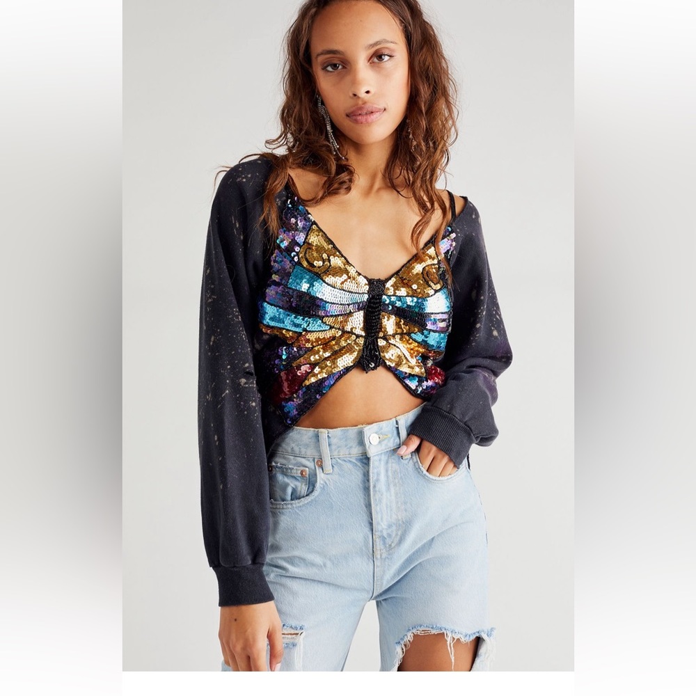 Free People x Tricia fix butterfly pullover